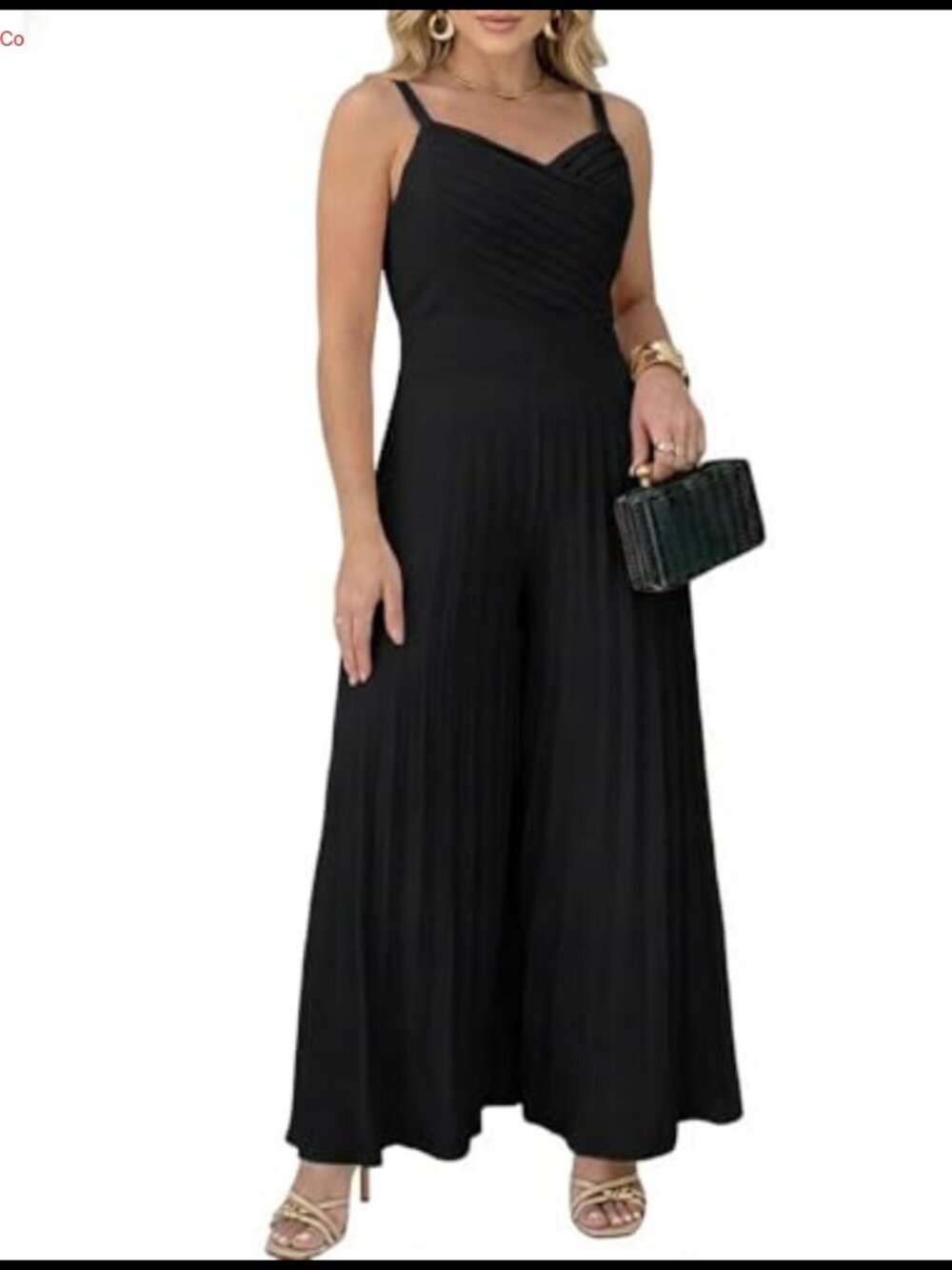 Women's Wide Leg Pleated Jumpsuit Sleeveless Maxi One Piece Romper